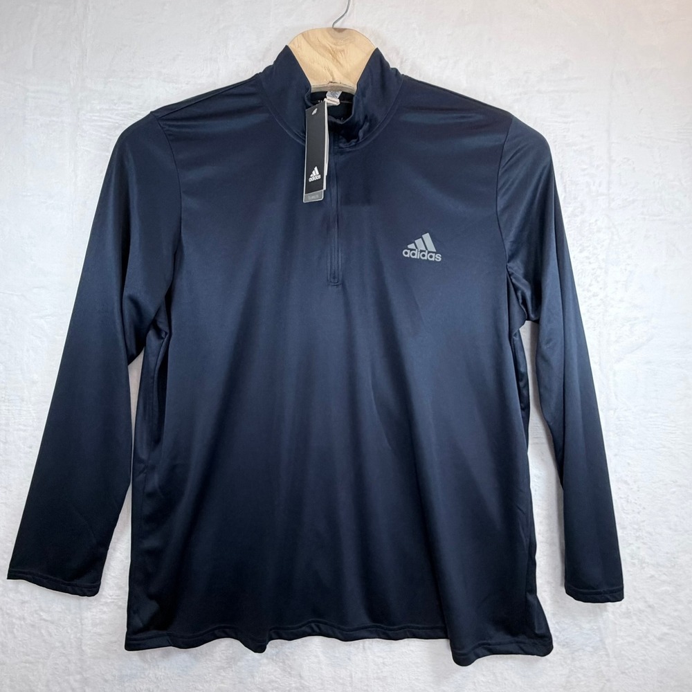Adidas Tech 1/4 Zip Pullover Men 2XL Navy Climalite Long Sleeve CF5519